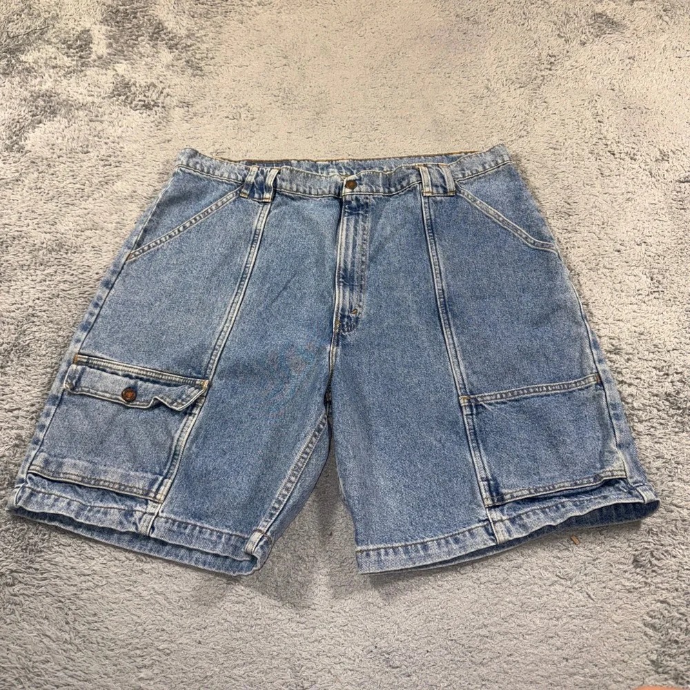 Levi's Mens 560 Cargo Pocket Loose Fit Denim Shorts 42 Blue Light Wash Vintage